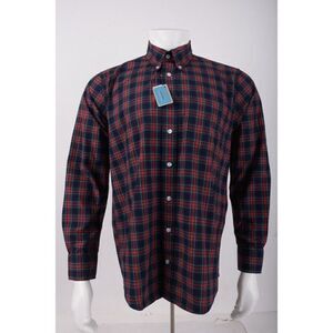 Castaway Nantucket Island Mens Chase Oxford Shirt Size S Navy Blue Red Plaid NWT